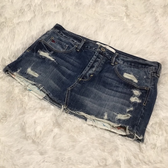 Hollister Dresses & Skirts - Hollister Distressed Denim Skirt